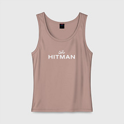 Майка женская хлопок Hitman - лого, цвет: пыльно-розовый