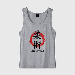 Майка женская хлопок Jiu jitsu red splashes logo, цвет: меланж