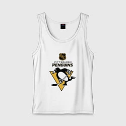Майка женская хлопок Питтсбург Пингвинз НХЛ логотип, цвет: белый