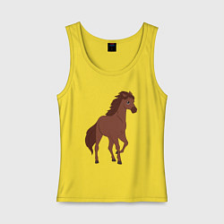 Майка женская хлопок Лошадка мустанг, цвет: желтый