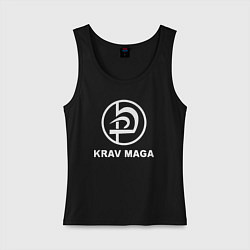 Майка женская хлопок Krav maga hand-to-hand combat emblem, цвет: черный