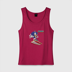 Майка женская хлопок Sonic - hedgehog - skateboarding, цвет: маджента