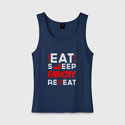 Майка женская хлопок Надпись eat sleep Far Cry repeat, цвет: тёмно-синий