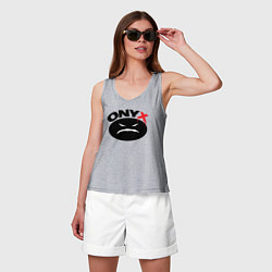 Майка женская хлопок Onyx logo black, цвет: меланж — фото 2