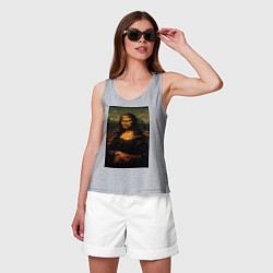 Майка женская хлопок Мона Лиза абстракция, цвет: меланж — фото 2
