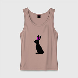 Майка женская хлопок Черный кролик, цвет: пыльно-розовый