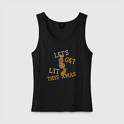 Майка женская хлопок Давайте зажжем на рождество, цвет: черный