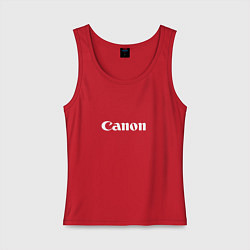 Майка женская хлопок Canon - белый логотип, цвет: красный