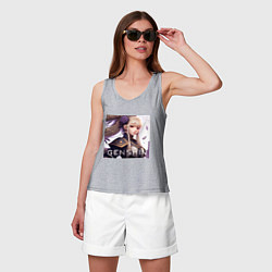 Майка женская хлопок Genshin Impact art, цвет: меланж — фото 2