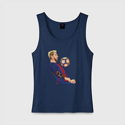 Майка женская хлопок Messi Barcelona, цвет: тёмно-синий