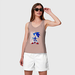 Майка женская хлопок Ежик соник, цвет: пыльно-розовый — фото 2