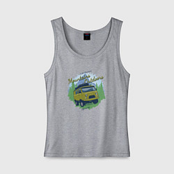 Майка женская хлопок Приключения в горах, цвет: меланж