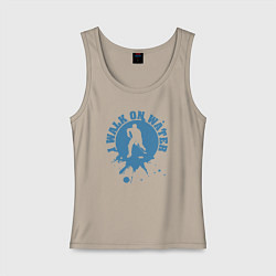 Майка женская хлопок Я иду по воде, цвет: миндальный