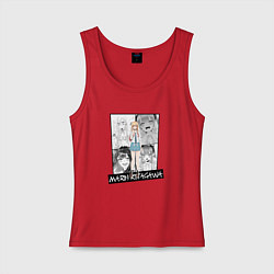 Майка женская хлопок Марин Китагава на фоне манги, цвет: красный