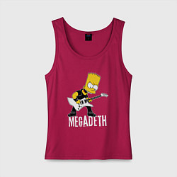 Майка женская хлопок Megadeth Барт Симпсон рокер, цвет: маджента