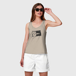 Майка женская хлопок Cassette, цвет: миндальный — фото 2