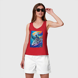 Майка женская хлопок Cyber shark - ocean and space - art, цвет: красный — фото 2