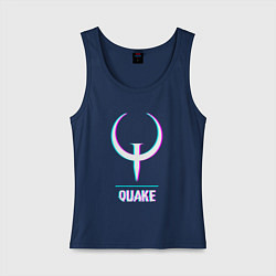 Майка женская хлопок Quake в стиле glitch и баги графики, цвет: тёмно-синий