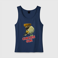 Майка женская хлопок Chicken Gun logo, цвет: тёмно-синий