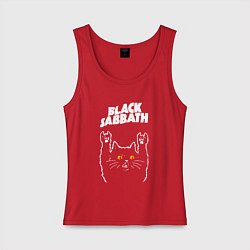 Майка женская хлопок Black Sabbath rock cat, цвет: красный