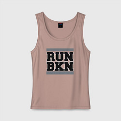 Майка женская хлопок Run Brooklyn Nets, цвет: пыльно-розовый