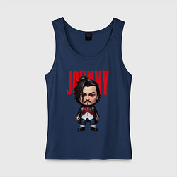 Майка женская хлопок Johnny Depp - cool dude - pop art, цвет: тёмно-синий