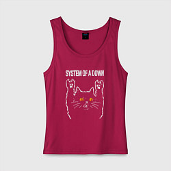 Майка женская хлопок System of a Down rock cat, цвет: маджента