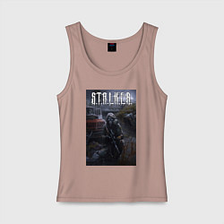 Майка женская хлопок Сталкер - Припять, цвет: пыльно-розовый