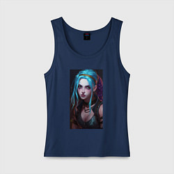 Майка женская хлопок Fantasy Jinx Arcane League of Legends, цвет: тёмно-синий