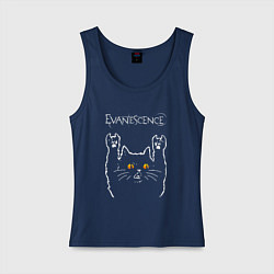 Майка женская хлопок Evanescence rock cat, цвет: тёмно-синий