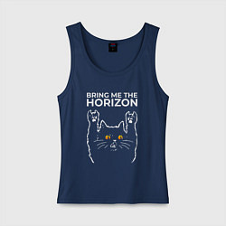 Майка женская хлопок Bring Me the Horizon rock cat, цвет: тёмно-синий