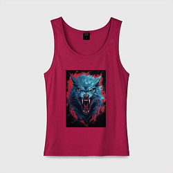 Женская майка Синий волк красные брызги