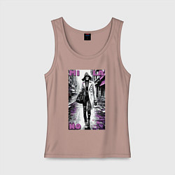 Майка женская хлопок Milano - skeleton fashionista, цвет: пыльно-розовый