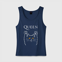 Майка женская хлопок Queen rock cat, цвет: тёмно-синий