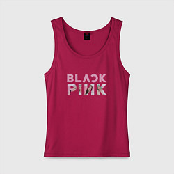 Майка женская хлопок Blackpink logo Jisoo Lisa Jennie Rose, цвет: маджента