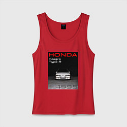 Майка женская хлопок Honda Integra Type-R обложка, цвет: красный