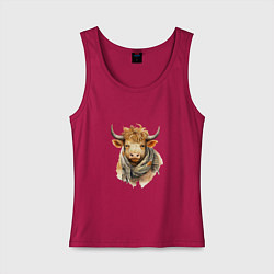 Женская майка Бык в шарфе