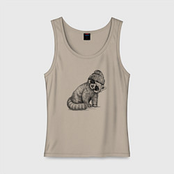 Майка женская хлопок Малая панда хипстер, цвет: миндальный