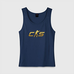 Майка женская хлопок CS 2 gold logo, цвет: тёмно-синий