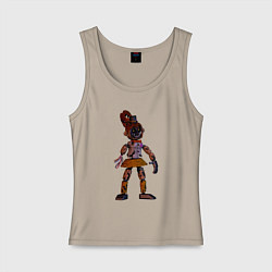 Майка женская хлопок Женский аниматроник, цвет: миндальный