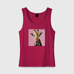 Майка женская хлопок Милый жирафик, цвет: маджента