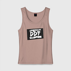 Майка женская хлопок ДДТ - логотип, цвет: пыльно-розовый