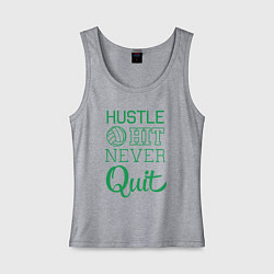 Майка женская хлопок Hustle hit never quit, цвет: меланж