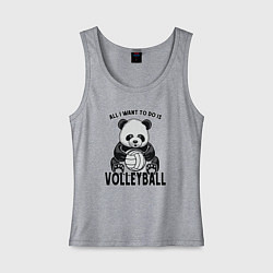 Майка женская хлопок Panda volleyball, цвет: меланж