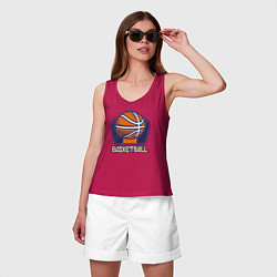 Майка женская хлопок Style basketball, цвет: маджента — фото 2