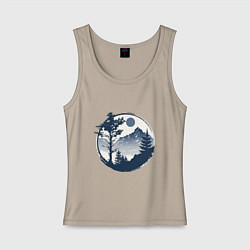 Женская майка Горный пейзаж в круге