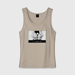 Майка женская хлопок Попа кролика - иероглифы - готов к игре, цвет: миндальный