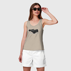 Майка женская хлопок Формула-1 черная, цвет: миндальный — фото 2