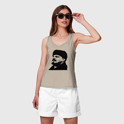 Майка женская хлопок Ленин в шапке, цвет: миндальный — фото 2