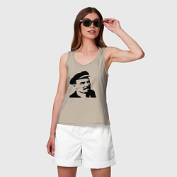 Майка женская хлопок Ленин в кепке, цвет: миндальный — фото 2